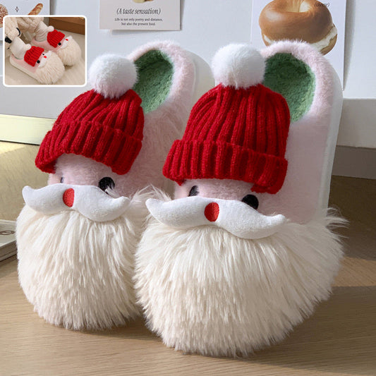 Cute Santa Plush Winter Slippers – Non-Slip Indoor Shoes